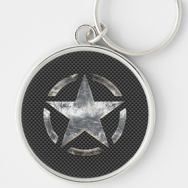 Star Symbol on a Carbon Style Decor Keychain (Front)