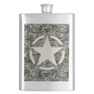 Star Symbol Pixel Digital Camouflage Hip Flask
