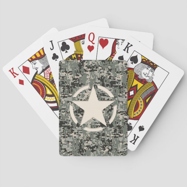 Star Symbol Pixel Digital Camouflage Playing Cards (Back)