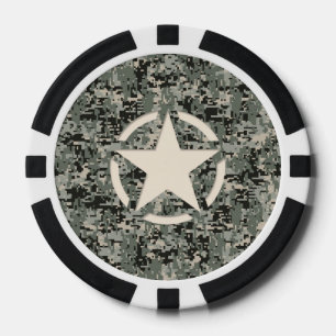 Star Symbol Pixel Digital Camouflage Poker Chips