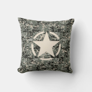 Star Symbol Pixel Digital Camouflage Throw Pillow