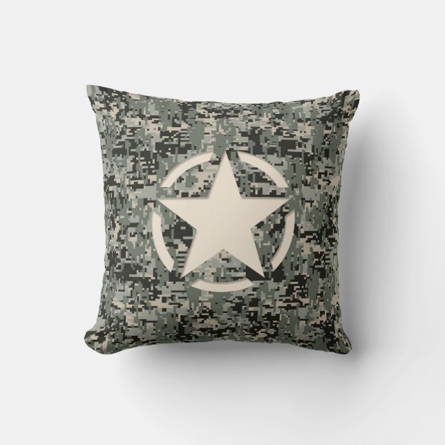 Star Symbol Pixel Digital Camouflage Throw Pillow (Front)