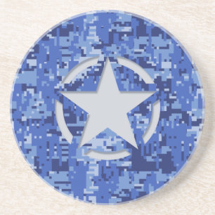 Star Tag Decal Navy Blue Camo Coaster