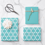 Star Tiles Geometric Pattern Turquoise Wrapping Paper Sheet<br><div class="desc">Star Tiles Geometric Pattern Turquoise. Modern mosaic design in a pretty shade of robin egg blue that also works great for Hanukkah and Jewish holidays.</div>