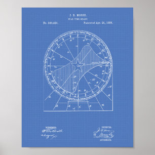 Star Time Chart 1886 Patent Art Blueprint