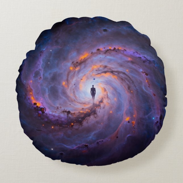 Star Trail - Journey Through the Universe Round Pillow (Front)