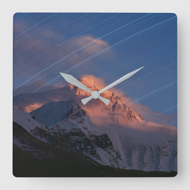 Star Trail | Mt. Everest Tibet, China Square Wall Clock (Front)