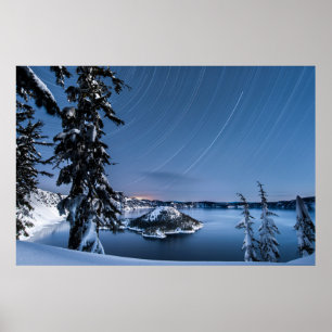Star Trails   Crater Lake National Park Poster
