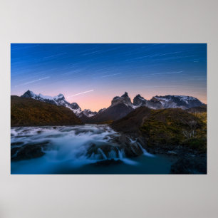 Star Trails Over Torres Del Paine Poster