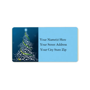 Star Tree in Blue Address Label