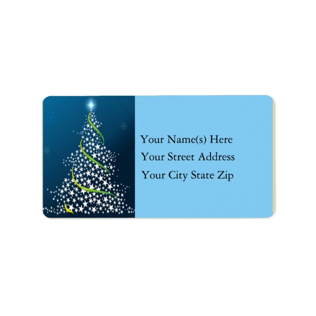Star Tree in Blue Address Label (Front)