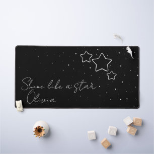 Star Trio in Black & White with message and name Desk Mat