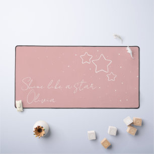 Star Trio in Pink & White with message and name Desk Mat