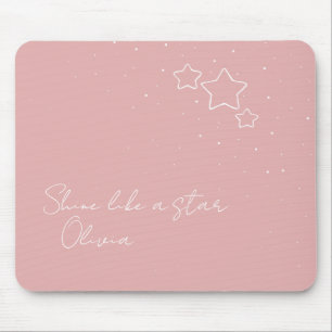Star Trio in Pink & White with message and name Mouse Pad