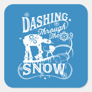 Star Wars AT-AT & AT-ST "Dashing Through The Snow" Square Sticker