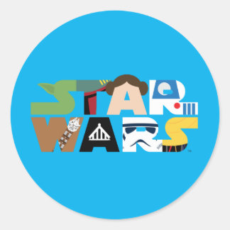 Star Wars Character Letters Logo Classic Round Sticker