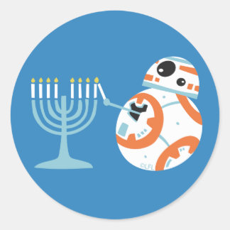 Star Wars Hanukkah BB-8 Lights Menorah Classic Round Sticker