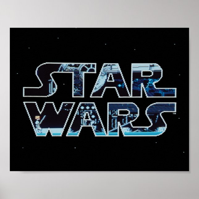 Star Wars Luke Skywalker Retro Video Game Logo Poster (Front)