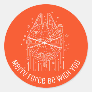 Star Wars Millennium Falcon With Christmas Tree Classic Round Sticker