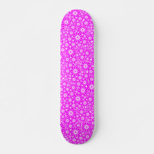Star Wheel Abstract - Magenta on White Skateboard