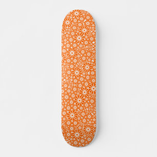 Star Wheel Abstract - Orange on White Skateboard