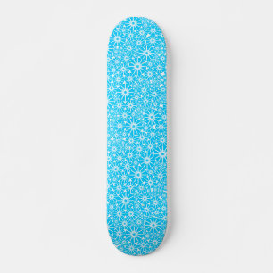 Star Wheel Abstract - Sky Blue on White Skateboard