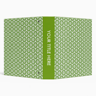 Star Wheel Pattern (1.5in) - Avocado Green & White Binder