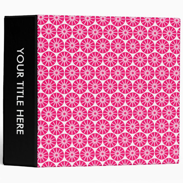 Star Wheel Pattern (2.0) -  Neon Red and White Binder (Front/Spine)