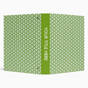 Star Wheel Pattern - Avocado Green and White Binder