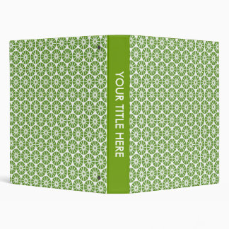 Star Wheel Pattern - Avocado Green and White Binder