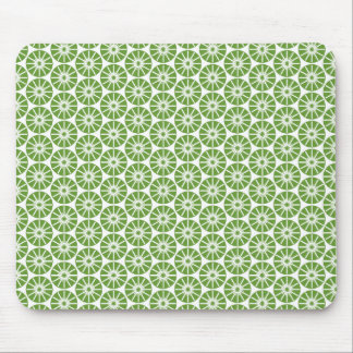 Star Wheel Pattern - Green on White Mouse Pad