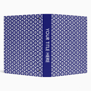 Star Wheel Pattern - Navy and White Binder