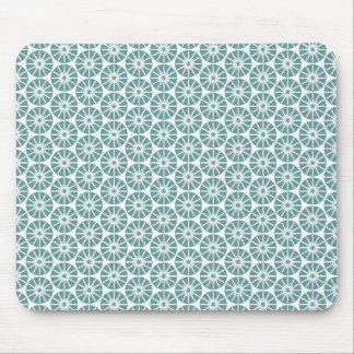 Star Wheel Pattern - Ocean Green on White Mouse Pad