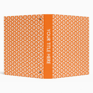 Star Wheel Pattern - Orange and White Binder