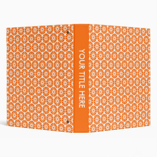 Star Wheel Pattern - Orange and White Binder