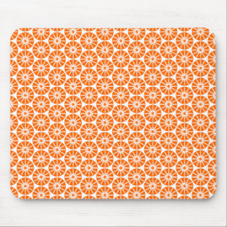 Star Wheel Pattern - Orange on White Mouse Pad