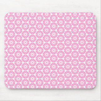Star Wheel Pattern - Pink on White Mouse Pad