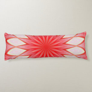 Star White And Red Kaleidoscope Floral Mandala Body Pillow
