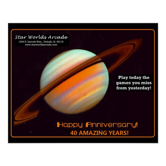 Star Worlds Arcade 40th Anniversary Retro Poster (Front)