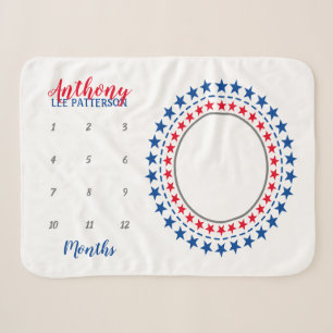 Star Wreath Baby Milestone Photo Sherpa Blanket
