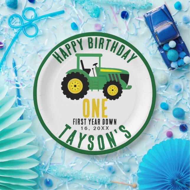 Star Your Tractor 1st Birthday | Farm Theme Paper Plate (Party)