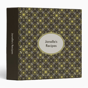 Starburst and Lines Mid Century Pattern Earth Hues Binder