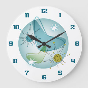Starburst atomique Googie Horloge murale