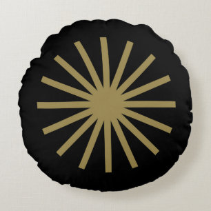 Starburst Black and Gold Round Pillow