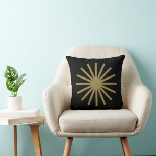 Starburst Black and Gold Throw Pillow
