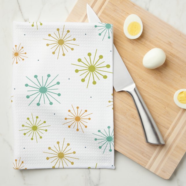 Starburst Fireworks Retro Mid-century Pattern Kitc Kitchen Towel (Quarter Fold)