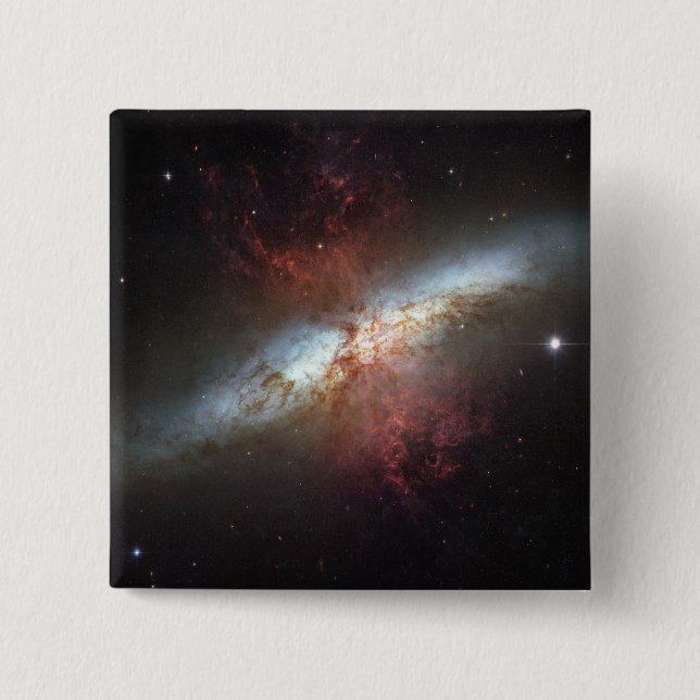 Starburst galaxy, Messier 82 2 Inch Square Button (Front)