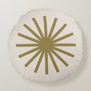 Starburst Gold & Linen White Round Pillow