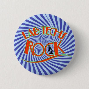 STARBURST LAB TECHS ROCK (LABORATORY SCIENTIST) 2 INCH ROUND BUTTON