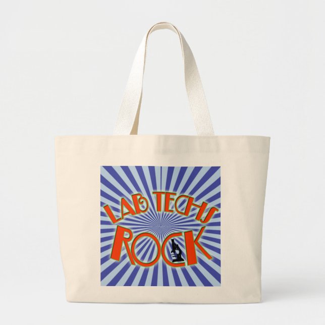 STARBURST LAB TECHS ROCK (LABORATORY SCIENTIST) LARGE TOTE BAG (Front)